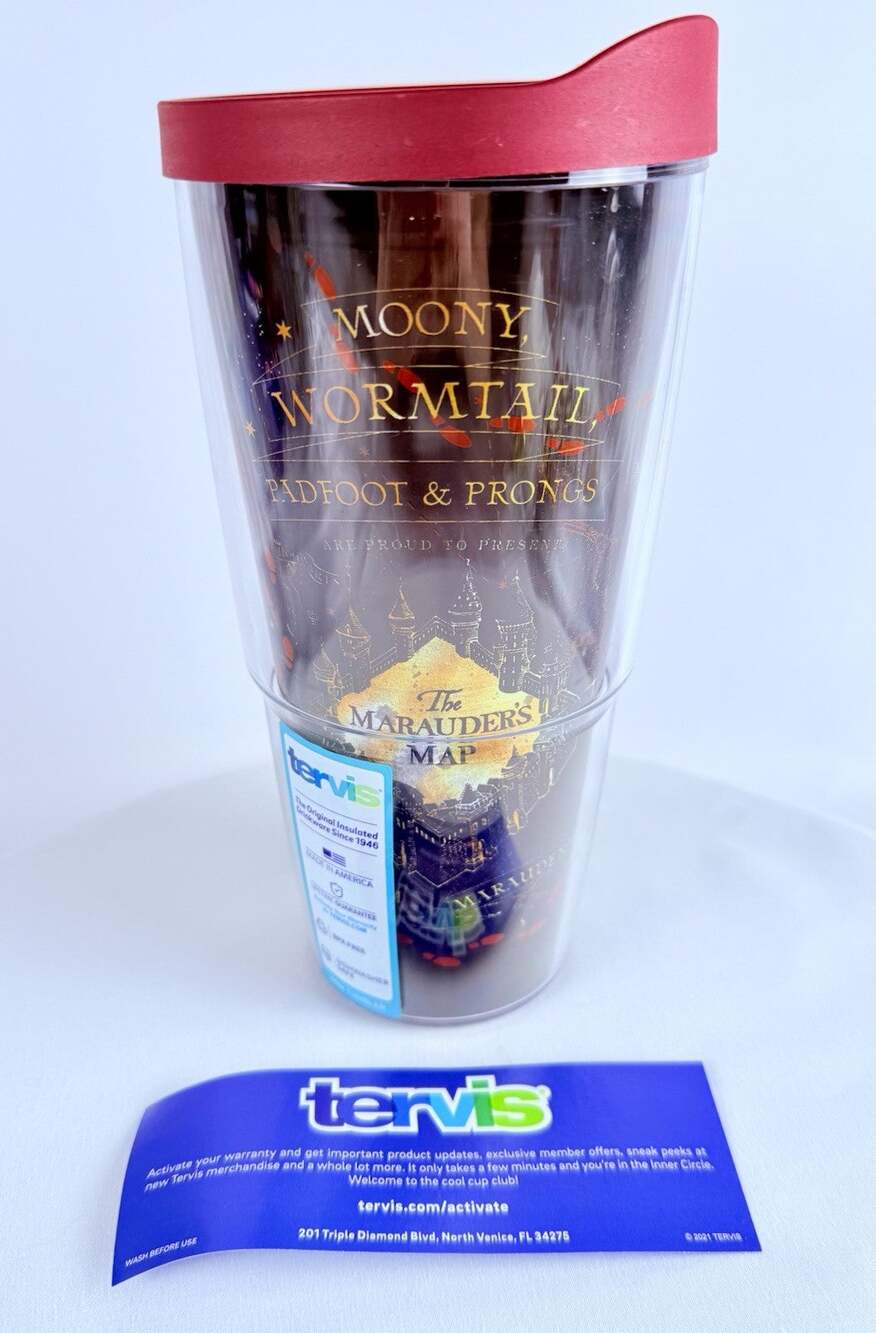 Tervis Tumbler Harry Potter The Marauder's Map 24oz Moony Wormtail Red Lid (505)